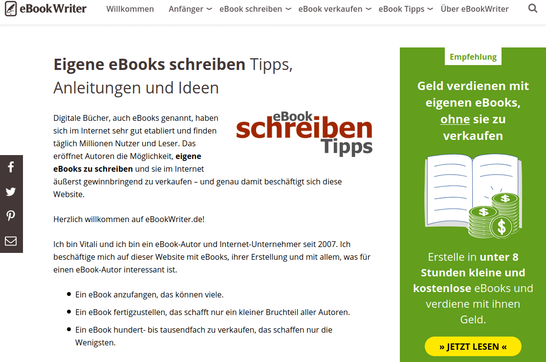 Beispiel-Website eBookWriter